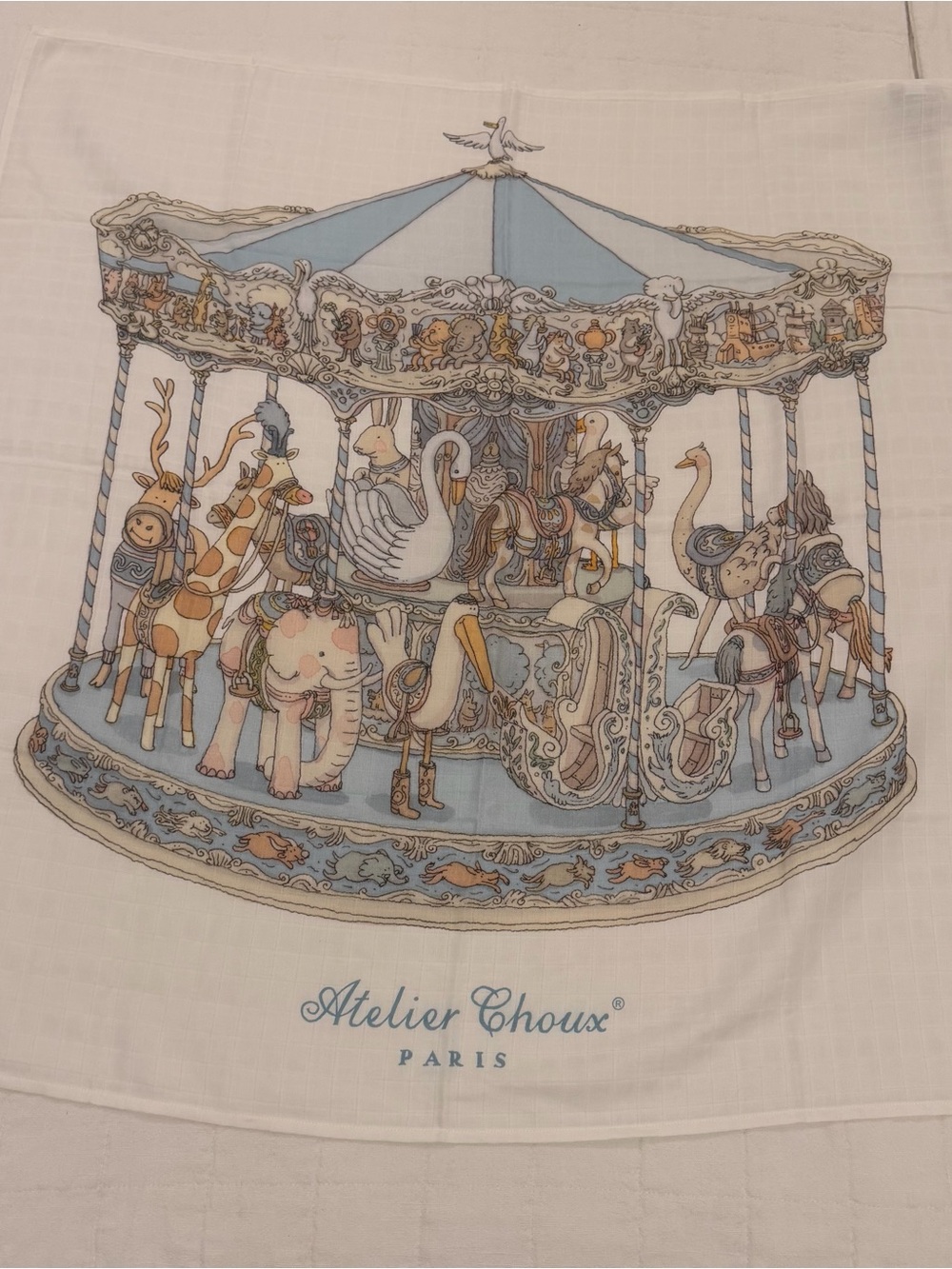 Atelier Choux Paris Carousel Print Swaddle Blanket-Organic Cotton Muslin